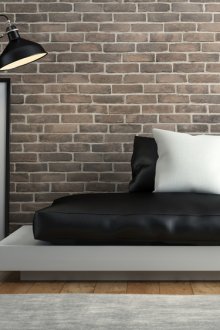 Καφέ δάπεδο και τοίχο από τούβλα