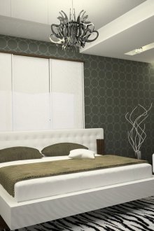 Υψηλής τεχνολογίας γεωμετρική ταπετσαρία στο υπνοδωμάτιο