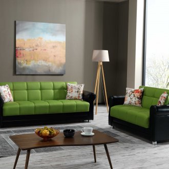 Πράσινο δερμάτινο καναπέ