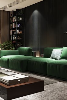 Πράσινο σπονδυλωτό καναπέ