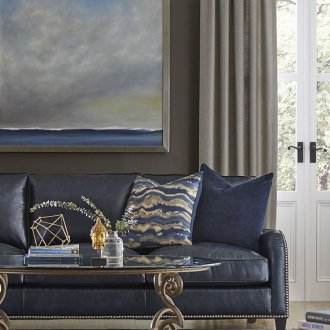 Μπλε δερμάτινο καναπέ