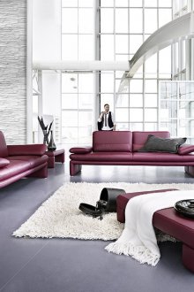 Μωβ δέρμα καναπέ