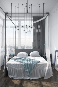 Γκρίζο θόλο πάνω από το κρεβάτι