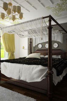 Μικρό διακοσμητικό διαφανές κουβούκλιο στο πλαίσιο κρεβατιού