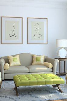 Γκρίζο καθιστικό με πράσινο