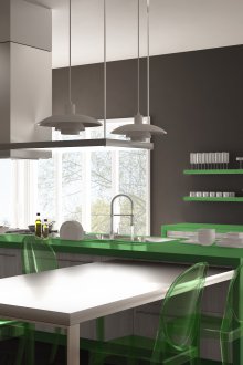 Γκρίζα πράσινη κουζίνα