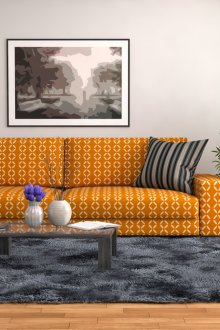 Γκρίζο-πορτοκαλί καθιστικό