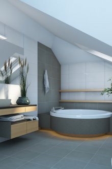 Γκρίζο μπάνιο σε μοντέρνο στιλ