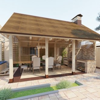 Έργο κιόσκι με τζάκι