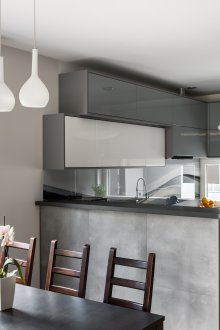 Γκρι χρώμα στο σχεδιασμό της κουζίνας