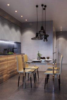 Σκούρο γκρι χρώμα στο εσωτερικό της κουζίνας