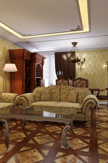 Κλασικό σαλόνι σε αγροτικό εξοχικό