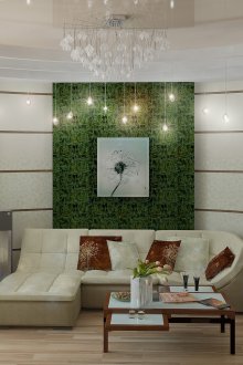 Ασυνήθιστο εσωτερικό με πράσινα στοιχεία.