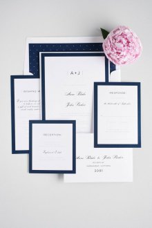 Προσκλητήριο γάμου με μπλε χρώμα