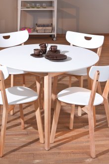 Τραπέζι και καρέκλες κουζίνας από ξύλο και πλαστικό