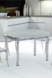 Γκρι τραπέζι κουζίνας με γυάλινη κορυφή