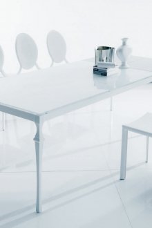 Art Nouveau λευκό τραπέζι με γυάλινη κορυφή