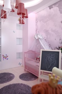 Τοίχο τοιχογραφίας με κλειδαριά στο δωμάτιο ενός μικρού κοριτσιού