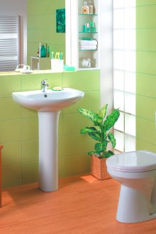 Κομψή λεκάνη τουαλέτας στο μπάνιο