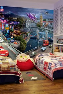 Ταπετσαρία με χαρακτήρες κινουμένων σχεδίων για παιδικό δωμάτιο για δύο αγόρια