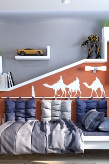 Γκρι και καφέ ταπετσαρία σε ένα δωμάτιο για έναν έφηβο