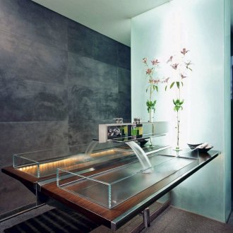 Ορθογώνιος νεροχύτης από γυαλί