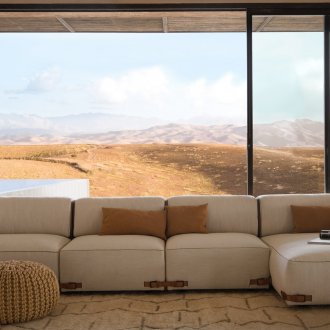 Modular καφέ μπεζ καναπέ