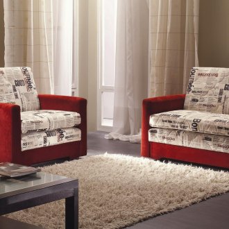 Κόκκινο και λευκό καναπέδες μίνι για το σαλόνι