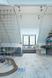 Σαλόνι με στυλ σοφίτας εσωτερικό