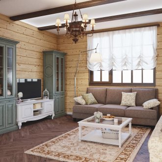 Ξύλινα τείχη και δοκάρια στο εσωτερικό της Προβηγκίας