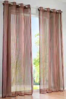 Διαφανείς καφέ κουρτίνες με μοτίβο στους διαδρόμους