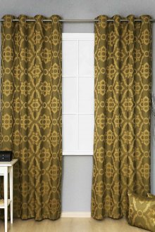 Πράσινο-χρυσό κουρτίνες σε ροδέλες