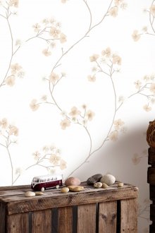 Beige Floral Wallpaper