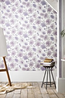 Μωβ floral ταπετσαρία