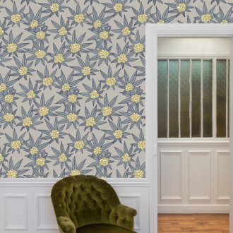Κίτρινο floral ταπετσαρία