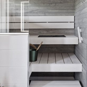 Γκρίζο εσωτερικό μπάνιο