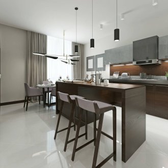 Καφέ έπιπλα κουζίνας