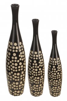 Σετ τριών βάζων μαύρου και χρυσού δαπέδου