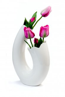 Λευκό σγουρό κεραμικό αγγείο