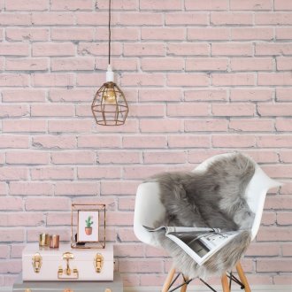 Ροζ ταπετσαρία κάτω από ένα τούβλο