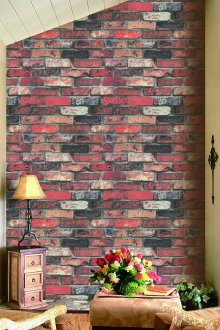 Ταπετσαρία κάτω από το τούβλο στο στυλ του shabby κομψό