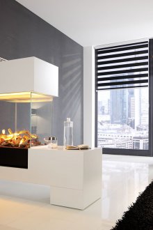 Μεγάλα μαύρα αγγεία δαπέδου με κλαδιά στο εσωτερικό του καθιστικού