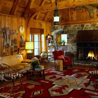 Φωτεινό κόκκινο Native American τυπωμένο χαλί