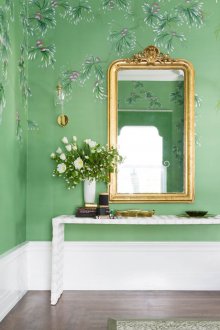 Πράσινη ταπετσαρία για το καθιστικό