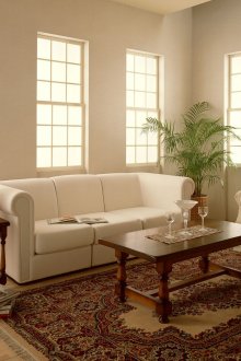 Λευκό χαλί στο σαλόνι