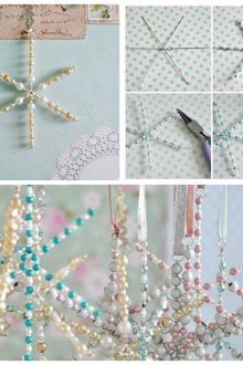 Νιφάδα χιονιού από χάντρες σε χριστουγεννιάτικο δέντρο