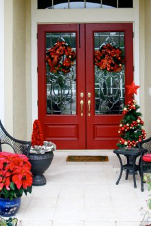 Χριστουγεννιάτικη διακόσμηση γυάλινης πόρτας