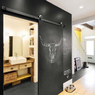 Σκοτεινή συρόμενη πόρτα