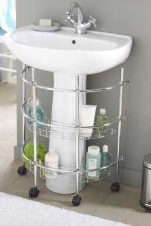 Ημικυκλικά ράφια κάτω από τον νεροχύτη στο μπάνιο