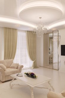 Κλασικό σαλόνι σε μπεζ και λευκό